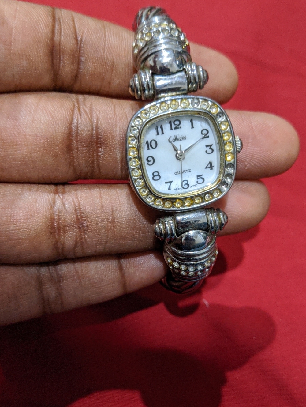 Collezio* Silver-Tone Women's Crystal Accent Watch - White Dial